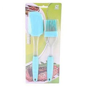 Silicone Spatula Barbeque Brush Cooking Utensil Tool Kit Heat Resistant BBQ Oil Condiment Brushes 2 Pieces - Transparent