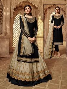 Party Gown- Weightless Georgette Semi Stitched Heavy Soft Dress Best Quality Embroidery Work With Anarkali Gown For Girl And Women. - Lehenga For Girls