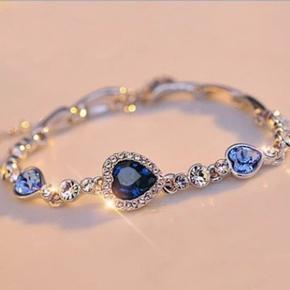 Fashion Jewelry Crystal Heart Charm Bracelets & Bangles Pulsars Blue Rhinestone Bracelets For Women