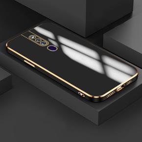 Hontinga for OPPO F11 Pro Back Cover Luxury 6D Plating Frame Shiny Bling Case Soft Silicone Square Phone Cases