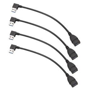 ARELENE 4X USB 3.0 Angle 90 Degree Extension Cable Male to Female Adapter Cord Data Left