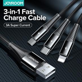 JOYROOM S-1230g4 3 in 1 Charging Cable, Charging Type C Micro Lightening Usb Nylon Cable 3 In 1 Usb Cable