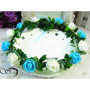 Artificial Flower crown for girls and womens Sky Blue & White Color-1pc