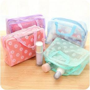 Multifunctional Floral Waterproof Storage Bag Make Up Bag New Women PVC Zipper Toiletry Bathing Transparent Travel Cosmetic Bag