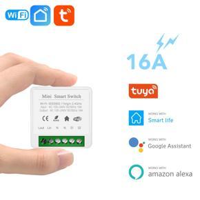 16A TUYA Wifi mini Smart Switch Support 2-way/1-way/non switch control - Smart Life App Wireless Remote Voice Timer Control Work With Alexa Google Home for smar home