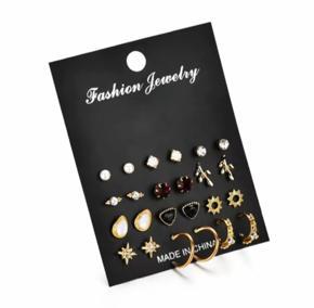 New Mixed Designs 12 Pairs = 24 Pcs Fashionable Stylish Stud Earrings Set for Girls Simple Stylish Fashion / Earring for Women New Collection - Earrings for Girls Simple Top