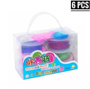 Box Of 6 Pcs Gel Clay Slime Set Bowls Play Dough For Kids 6 Colors