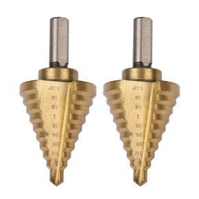 QUANBU 2X Step Drill Cone Drill Bits, High Speed Steel 10 Steps 1/4 to 1-3/8 Inch