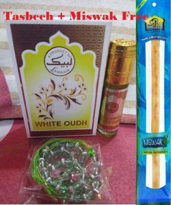 Free Miswak + Attar + Tasbeeh White Oud 6ml Approx Labbaik non alcoholic Perfume | WhiteOud