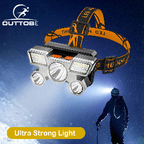 Outtobe LED Headlamp 5 Lamp Headli-ght Outdoor Waterproof Head Torch Flashl-ight Head Lamp Fishing Hu-nting Li-ght USB Rechargeable Headl-ight Wide Ligh-ting Head Lig-ht