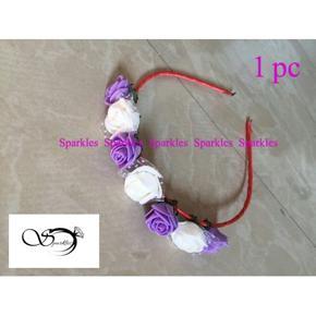 Artificial Flower  white and Purple color Hair Band for girls- 1 pc