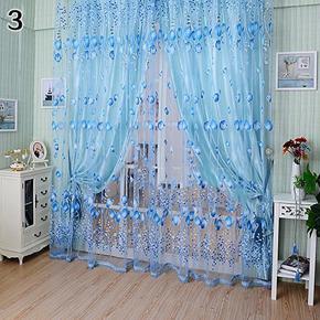 Floral Tulle Voile Door Window Curtain Drape Panel Sheer Scarf Valances Divider