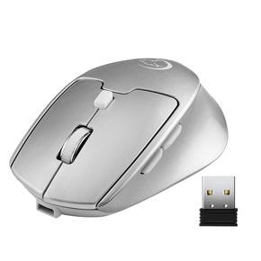 2.4G Wireless Mouse Wired Mouse Dual Mode Usb Charging Mouse Metal Texture - gray silver