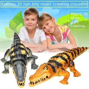 Electric Crocodile Toy Crawling  Alligator w/ Light Music Effects Fun - grey