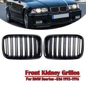 BRADOO Gloss Black Front Bumper Kidney Double Line Grill for-BMW E36 325I 320I 318is 1992-1996 51138122237 51138122238