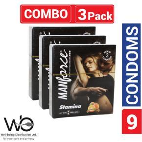 Manforce Condom - Stamina Orange Flavor Dotted Condom - Combo Pack - 3x3=9pcs Condom
