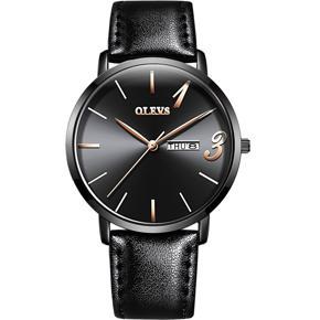 OLEVS  Fashion Quartz Watch For Men Calendar Simple Stainless Steel /leather Waterproof Men Watch  Wristwatches - 2863