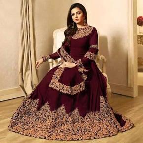 Wedding Gown- Weightless Georgette Semi Stitched Heavy Soft Dress Best Quality Embroidery Work With Anarkali Gown For Girl And Women.