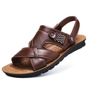 summer beach shoes men's trend casual non-slip sandals 100% leather men's sandals shoe 2019 fgb5