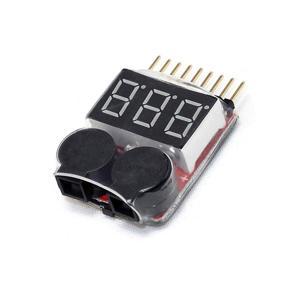 1-8S LED Low Voltage Buzzer Alarm Lipo Voltage Indicator Checker Tester - black&red
