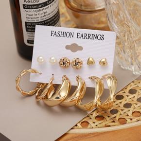 Trendy New 6 Pairs = 12 Pcs Mixed Designs Pearl Stud Earrings Set for Girls Simple Stylish/ Earrings Set for Women New Collection - Pearl Stud Earrings for Girls Jewelry