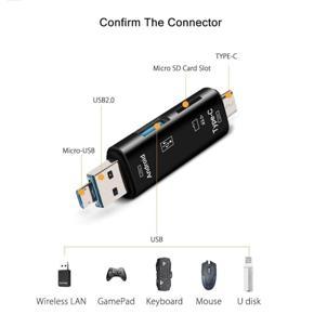 5 in 1 Type C MicroUSB Multi Memory Card Reader USB 3.0 OTG Cell Phone High Speed 5-In-1 Type-C TF Card Reader for Laptop