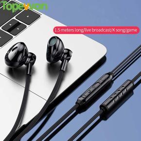 C61 Wired Game 3.5mm Jack Headphone HIFI Universal Dual Microphone Headset Live in-ear Singing Earphone