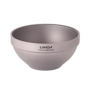Lixada 450ml Ultralight Double-wall Titanium Bowl Food Fruit Container with Carry Bag Outdoor Camping Hiking Picnic Tableware