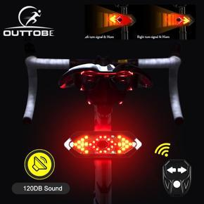 Outtobe Turn Signal Bicycle Tail Light High Bright LED Light Bike Rear Light Waterproof Rechargeable Cycling Safety Warning Light Road Mountain Bike Equipment with 120db Horn