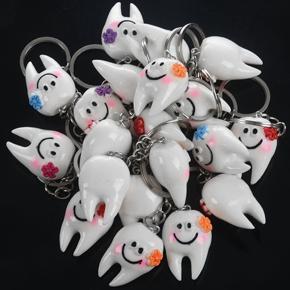 XHHDQES 100 Pcs Keychain Key Ring Hang Tooth Shape Cute Dental Gift