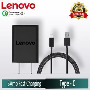 Lenovo Mobile Charger Adapter - USB Type C Data Cable (95Cm) - 3A Adapter Output - Fast Andriod Charger - 15W - Qualcomm Quick Charge 3.0 - Fast Charging Enabled - Wall Charger - Turbo Charge - Model 