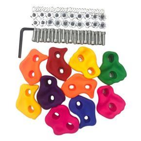 10Pcs Mixed Color Plastic Children Kids Rock Climbing Wood Wall Stones Hand Feet Holds Grip Kits with Screws