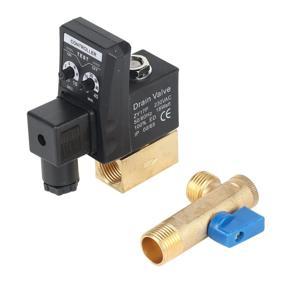 Electronic d Air Compressor Gas Tank Automatic 2-way Drain Valve 1/2" - gold & black