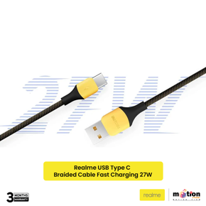 Realme USB Type C Braided Cable Fast Charging (3A)-Black Yellow