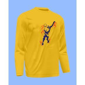 Badminton 7 Yellow  long Sleeve T-Shirt For Men