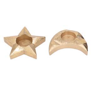 Himeng La Candle Holder Golden Moon Star Shape Hole Design Thickened Bottom Decorative Ramadan Islam Decoration