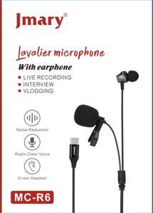 Jmary MC-R6 Type-C Interface Professional Lavalier Lapel Mini Mic Hands Free Clip On Microphone with Earphone For Laptop Mobile Android IOS Desktop PC