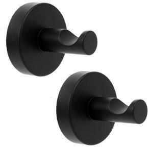 ARELENE 2Pcs Black Towel Hook Bathroom Wall Hanging Stainless Steel Coat Robe Clothes Hook Heavy Duty Robe Hook