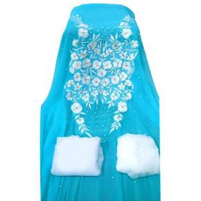Bornolota Indian Unstitched Jorjet/Georgette Embroidery Work Shalwar Kameez Three Piece For Women (3 Piece) - Dress For Girls - Dress For Girls - 3 Pice Dress - Three Piece - 3 Pice Dress
