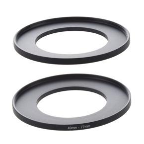 BRADOO- 2 Pcs Black Camera Filter Lens Step Up Ring Adapter, 1 Pcs 49Mm-72Mm & 1 Pcs 49Mm-77Mm