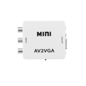 AV to VGA Adapter 1080P HD Mini VGA Converter ABS Shell Video Converter for STB/Computer (White)