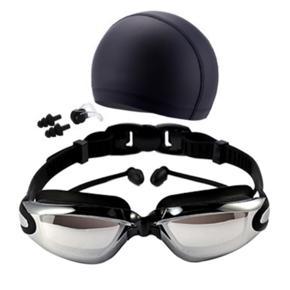 Swimming Goggles Kit Men Women High Definition Waterproof Anti-fog Glasses Large Frame Lens Eyewear With Swim Hat Ear Plug Nose Clip
