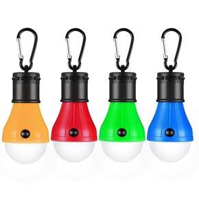 Portable LEDs Camping Light Bulbs Outdoor Tent Lamp with Hook Lantern Emergency Light 3 Light Mpdes 4 Pack