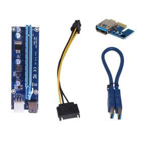 U34 0.6M PCI-E 1x to 16x PCI Express Riser Card USB 3.0 Data Cable SATA to 6Pin - blue
