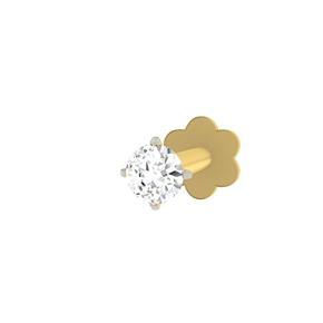 ROUND ONE STONE GOLD PLATED DIAMOND CUT NOSE PIN