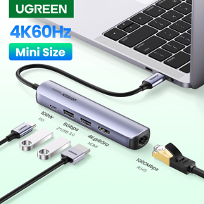 UGREEN USB C Hub Ethernet, 5 in 1 Multi Port Adapter with Gigabit Ethernet Port 4K HDMI USB C PD Charging and 2 USB 3.0 Compatible with MacBook, iPad Pro, XPS, Pixelbook, Surface, Chromebook and More