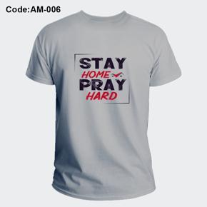 Stay Home Ash Half Sleeve T-Shirt For Men