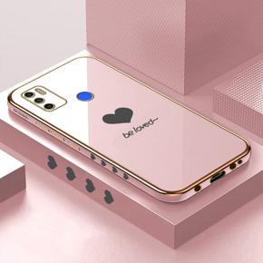 Hontinga for Tecno Spark 5 Air / Spark 6 Air Back Cover Luxury 6D Plating Lover Heart Side Pattern Case Soft Silicone Square Phone Cases