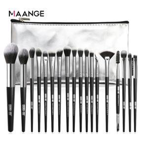MAANGE 18Pcs Professional Eye Makeup Brush Set with Silver Bag - [Black]