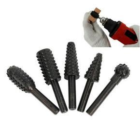 5Pcs Steel Rotary Rasp File 1/4" Shank Rotary Craft Files Rasp Burrs Wood Bits Grinding Power Woodworking Hand Tool